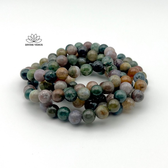 Indian Agate Beaded Stretch Bracelet - Picture 4 of 7